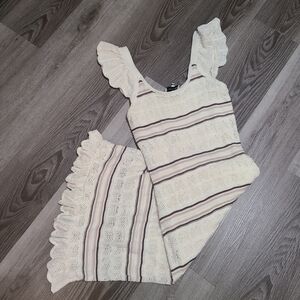 Freshman 1996 Cream and Brown Knit Dress Size Small